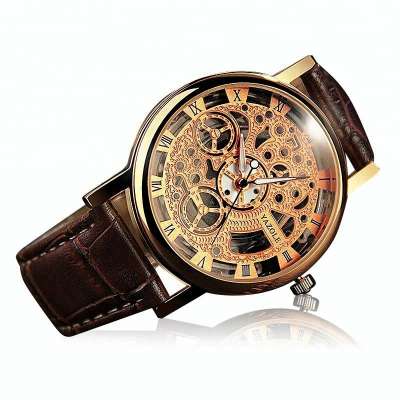 skeleton watch men hot sellers china factory price quartz watch leather wrist fake automatic watches for men yazole M 321 watch